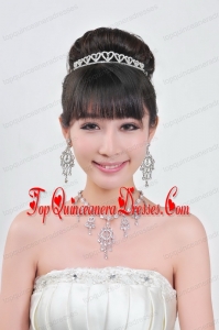 Elegant Alloy With Rhinestone Ladies Necklace and Tiara