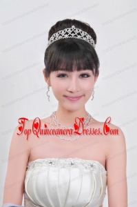 Elegant Alloy With Rhinestone Ladies Necklace and Tiara