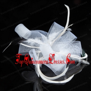 Elgant White Hair Tulle Feather Ornament