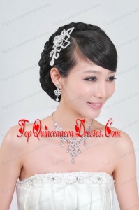 Gorgeous Alloy With Rhinestone Ladies Necklace and Head piece