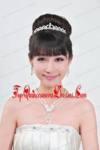 Gorgeous Alloy With Rhinestone Ladies Necklace and Tiara