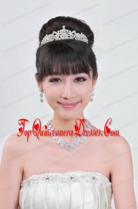 Gorgeous Alloy With Rhinestone Ladies Necklace and Tiara