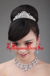 Luxurious Rhinestone and Alloy Dignified Ladies Tiara and Necklace