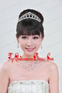 Magnificent Alloy With Rhinestone Ladies Necklace and Tiara