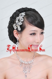 Shining Rhinestones Alloy Wedding Jewelry Set Including Necklace And Earrings