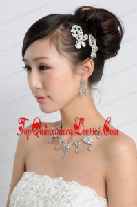 Shining Rhinestones Alloy Wedding Jewelry Set Including Necklace And Earrings