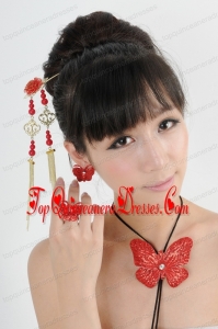 Gorgeous Red Vintage Style Alloy Ladies Jewelry Sets