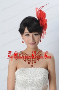 Nice Crystal Fabric Head Flower and Necklace