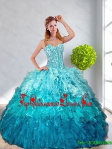 2016 Spring Pretty Multi Color Quinceanera Gown with Ruffles and Beading