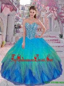 2016 Summer Popular Beaded Ball Gown Quinceanera Dresses