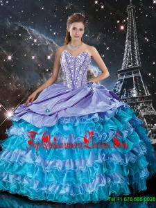 2016 Winter Perfect Multi Color Quinceanera Dresses with Ruffled Layers and Beading