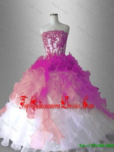 Appliques Ball Gown Classical Sweet 16 Gowns with Ruffles for Winter