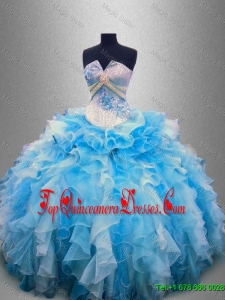 Elegant Strapless Beaded and Ruffles Quinceanera Gowns in Multi Color