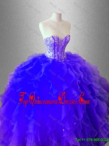 Luxurious Ball Gown Ruffles and Beaed Sweet 16 Dresses for Fall