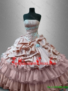 Luxurious Strapless Quinceanera Gowns with Ruffled Layers for 2016