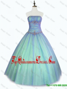 Perfect Beaded Floor Length Sweet 16 Dresses with Strapless for 2016