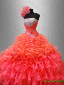 Organza Ruffles Fashionable Sweet 16 Dresses with Sequins for 2016