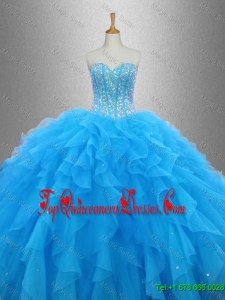 Latest Beaded Organza Quinceanera Dresses with Ruffles