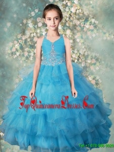 Pretty Halter Top Mini Quinceanera Dresses with Beading and Ruffled Layers