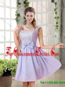 2015 Fall A Line Straps Lace Dama Dresses in Lavender