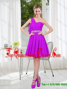 Custom Made A Line One Shoulder Dama Dress with Belt