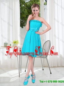 Custom Made A Line Strapless Dama Dresses with Bowknot