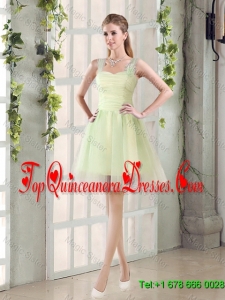 2016 Fall Lovely A Line Straps Ruching Dama Dresses with Bowknot
