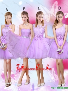 Sophisticated A Line Lavender Dama Dresses with Lace and Bowknot