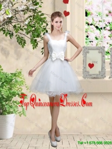 Elegant Straps Dama Dresses with Bowknot and Hand Made Flowers