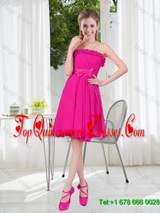 Summer A Line Strapless Short Dama Dresses with Bowknot