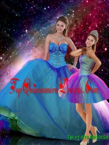 Romantic Ball Gown Sweetheart Beaded Detachable Quinceanera Dresses in Multi Color