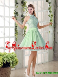 Fashionable 2016 Short Dama Dresses with High Neck