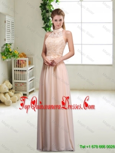 Elegant Laced and Bowknot Dama Dresses with Halter Top