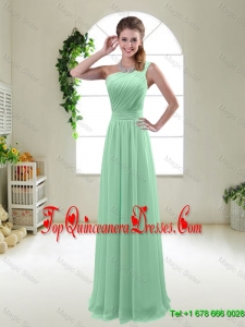Classical Apple Green One Shoulder Dama Dresses with Zipper up