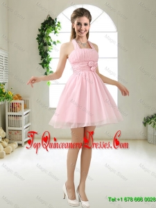 Latest Halter Top Chiffon Dama Dresses with Mini Length