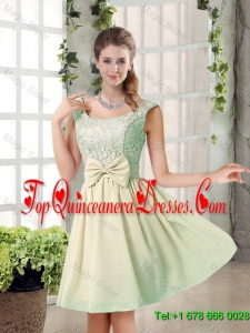 2016 Summer A Line Straps Lace Dama Dresses with Bowknot