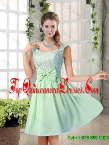Elegant A Line Straps Lace Dama Dresses with Bowknot