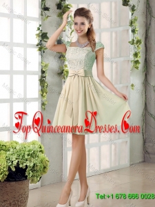 2016 Spring A Line Square Dama Dresses with Bowknot