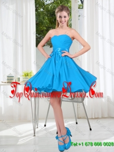 2016 Summer A Line Sweetheart Dama Dress in Baby Blue