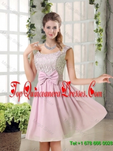 Custom Made A Line Straps Dama Dresses with Bowknot