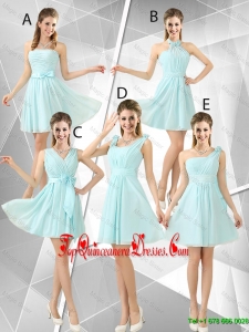Beautiful A Line Ruched Dama Dresses in Light Blue