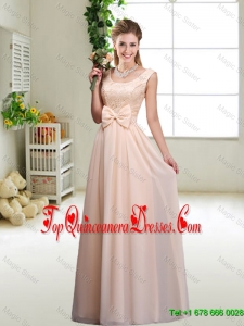 Perfect Bowknot Scoop Dama Dresses in Champagne