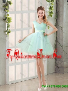 Gorgeous V Neck Strapless Dama Dresses with Bowknot