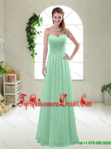 Comfortable Sweetheart Apple Green Dama Dresses with Ruching