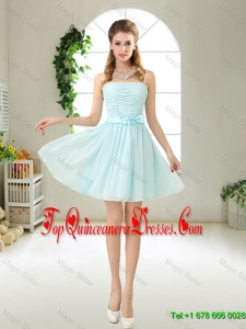 Elegant Strapless Mini Length Dama Dresses with Bowknot