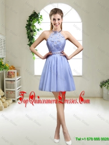 Pretty Lavender Halter Top Dama Dresses with Appliques for 2016