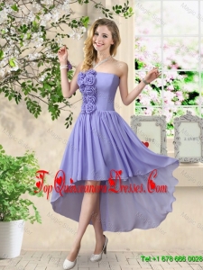 Pretty Strapless Chiffon Dama Dresses with High Low