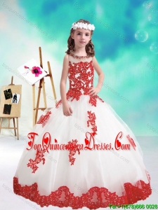 Lovely Beaded and Appliques Little Girl Pageant Dresses in White and Red