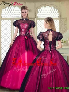 Beautiful High Neck Quinceanera Dresses with Short Sleeves