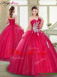 Beautiful One Shoulder Quinceanera Gowns with Beading